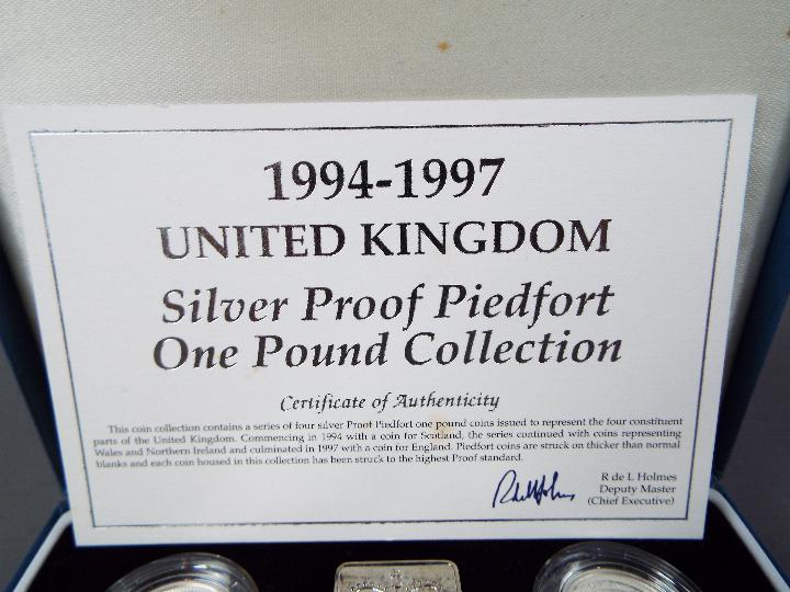 A Royal Mint Silver Proof Piedfort One Pound Collection 1994-1997, - Image 3 of 3