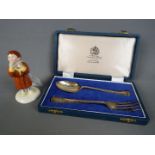 A cased Mappin & Webb hallmarked silver spoon and fork set, Sheffield assay, approximately 65 grams,