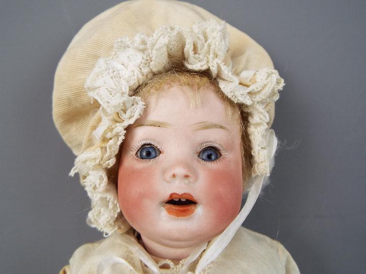 Porzellanfabrik Mengergereuth - a ceramic faced doll with sleeping blue eyes, - Image 2 of 4