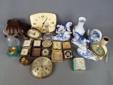 Clock Parts - A mixed lot of vintage clocks and clock parts to include Smiths Sectric, Ingersoll,