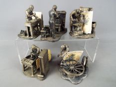 Five cast pewter figures from the Evergreen Collection comprising Farrier, Potter, Glassblower,