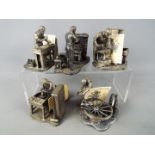 Five cast pewter figures from the Evergreen Collection comprising Farrier, Potter, Glassblower,