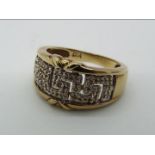 9 ct Gold - a 9 ct gold ring set with diamonds, stamped 375 DIA, size L, approx 3.