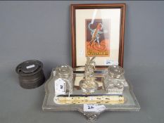 A good quality, early 20th century silver plated inkwell set,