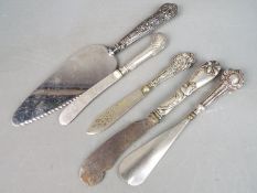 Five pieces of silver handled cutlery