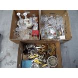 A mixed lot to include ceramics, glassware, metalware and similar, three boxes.