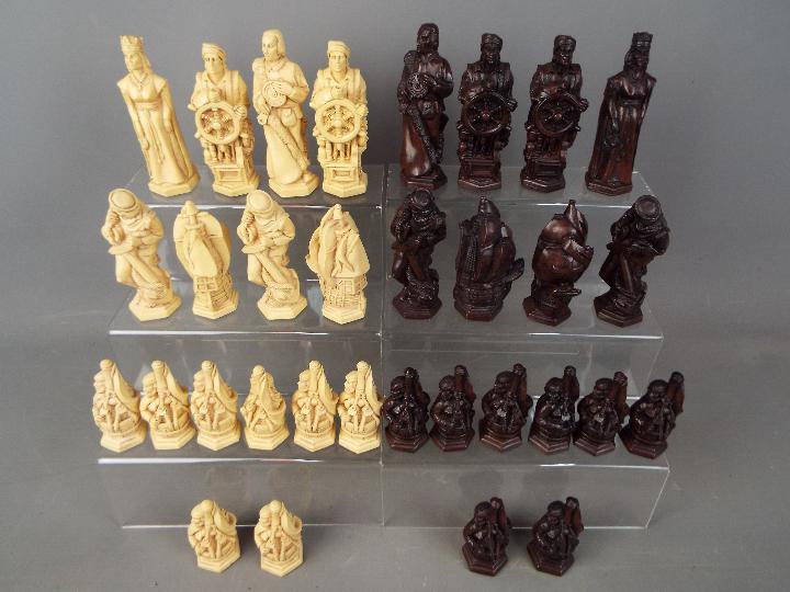 Chess Set - A 'Christopher Columbus' chess set by Studio Anne Carlton, king approximately 11. - Image 2 of 5