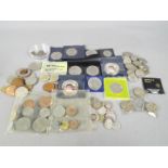 A collection of pre-decimal coins to include silver 1d, 2d, 3d, 4d, also shillings, florins,