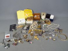 A mixed lot of costume jewellery, cufflinks, pendant and chain stamped 925 and similar.