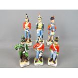 A set of six Alfretto military figurines comprising Highland Officer, Officer Life Guards,