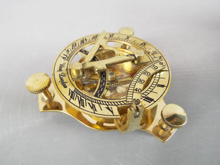 LOT WITHDRAWN: A boxed brass sundial compass, - Image 2 of 4