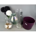 A collection of glass vases and similar, largest approximately 50 cm (h).