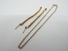 A pair of 9ct gold twisted rope earrings, stamped 9kt to the butterfly back and a 9ct gold bracelet,