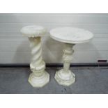 An alabaster plant stand and side table, largest approximately 6 cm (h).