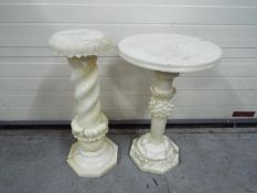 An alabaster plant stand and side table, largest approximately 6 cm (h).