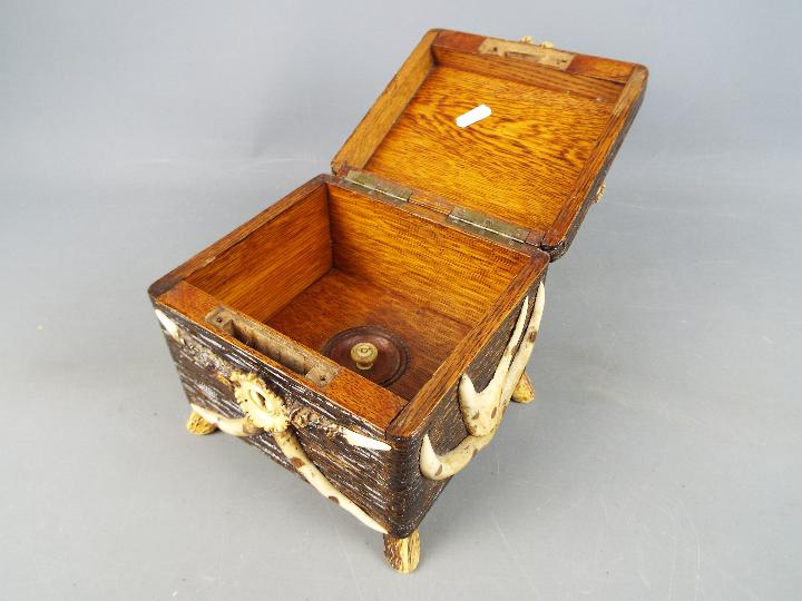 An unusual 19th century carved and horn encrusted casket box, - Image 3 of 5