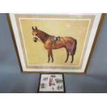 A print depicting Red Rum by Neil Cawthorne signed in pencil by Donald McCain,