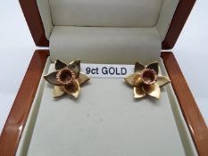 A pair of 9ct Clogau Gold 'Daffodil head' earrings, contained in original presentation box,