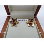 A pair of 9ct Clogau Gold 'Daffodil head' earrings, contained in original presentation box,