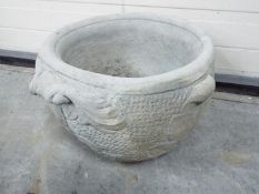 Garden stoneware - a large reconstituted stone garden planter Avenza Uno urn with scrolled handles