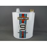A white 'Porsche / Martini' petrol can, approximately 35 cm (h).