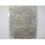 A World War One (WW1) metal plaque approx 41 cm x 33 cm