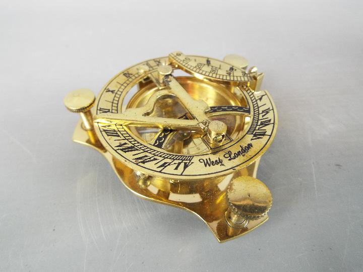 LOT WITHDRAWN: A boxed brass sundial compass, - Image 3 of 4