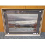 A pastel landscape, titled verso 'Coniston', mounted and framed under glass,