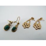 9 ct Gold - two pairs of 9ct gold earrings,