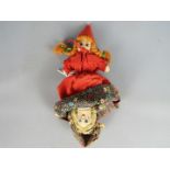 Vintage Topsy Turvy doll. Three heads- Red Riding Hood/Grandma/Wolf. Good condition.
