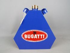 A blue Bugatti petrol can,