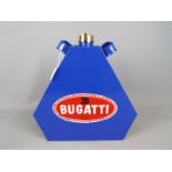 A blue Bugatti petrol can,