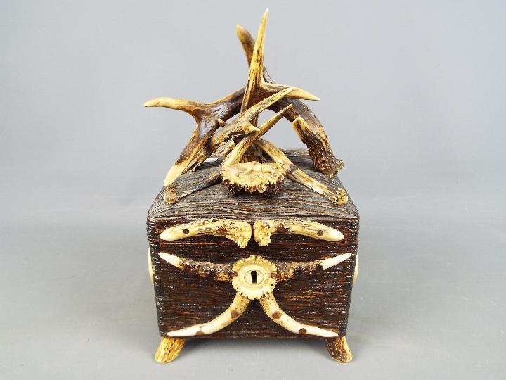 An unusual 19th century carved and horn encrusted casket box, - Image 2 of 5