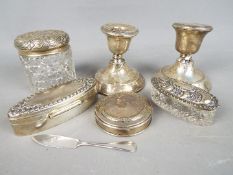 A collection of hallmarked silver items, various assay and date marks,