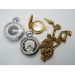 A yellow metal Rotary, full hunter, fob watch with yellow metal chain,