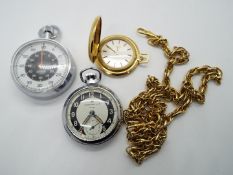 A yellow metal Rotary, full hunter, fob watch with yellow metal chain,