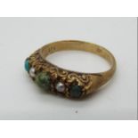 9 ct Gold - a 9ct gold stone set ring, stamped 9ct, size O, approx 3.