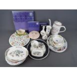 A mixed lot of ceramics to include Minton Haddon Hall, Wedgwood Kutani Crane, Wedgwood Jasper Ware,