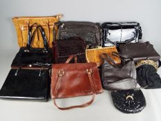 A collection of lady's handbags.