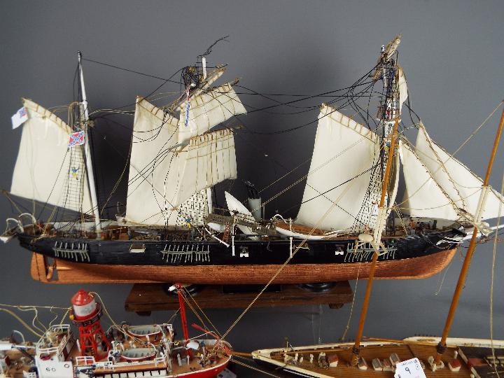 Four kit / scratch built model ships, the largest approximately 76 cm (l). - Image 3 of 3