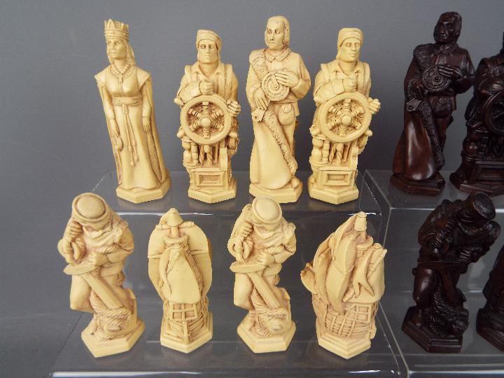 Chess Set - A 'Christopher Columbus' chess set by Studio Anne Carlton, king approximately 11. - Image 3 of 5