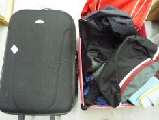 Various luggage, travel bags, hold alls and similar.