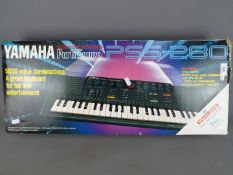 A Yamaha PSS-280 Portasound, electronic keyboard, contained in original box.