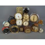 A mixed lot of sixteen vintage alarm clocks various designs and sizes to include Westclox, Timecal,
