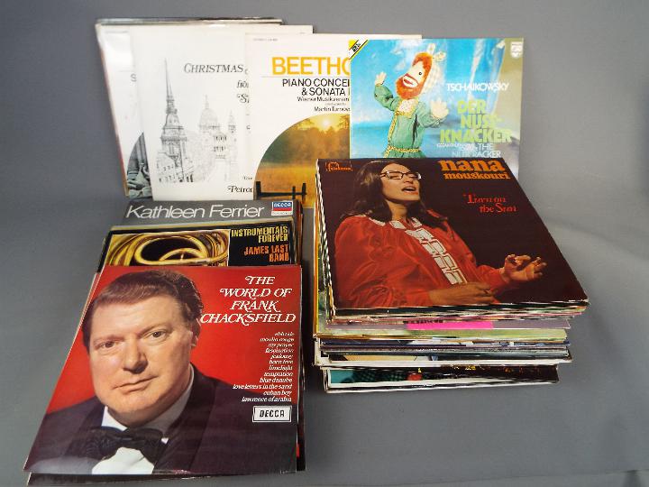 A quantity of 12" vinyl records, predominantly classical.
