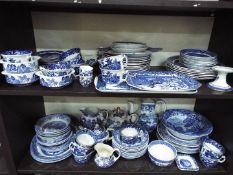 A large quantity of blue and white ceramics to include Wood & Sons, Spode 'Italian',