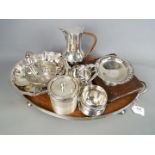 A collection of good quality plated ware to include coffee pot, sucrier and creamer set, tazza,