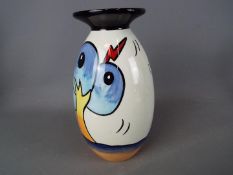 A Lorna Bailey lipped vase in the Bursley Way pattern, approximately 20.