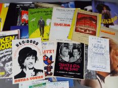 A collection of theatre programmes and ticket stubs.