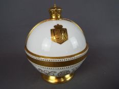 A limited edition Minton China orb Crowning of the Queen in 1973,